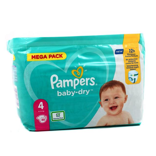8001841497822 - Pampers Babydry - Couches T4 - 9/14 kg - Méga pack 