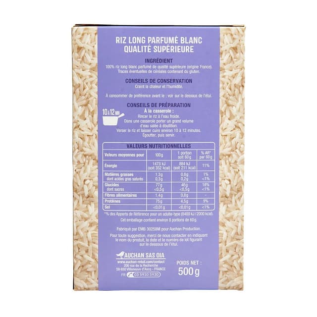3596710527922 - Auchan - Riz Parfumé Indiica cultivé en France