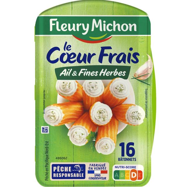 3302748249022 - Fleury Michon - Surimi Coeur Frais Ail & Fines Herbes, 256g