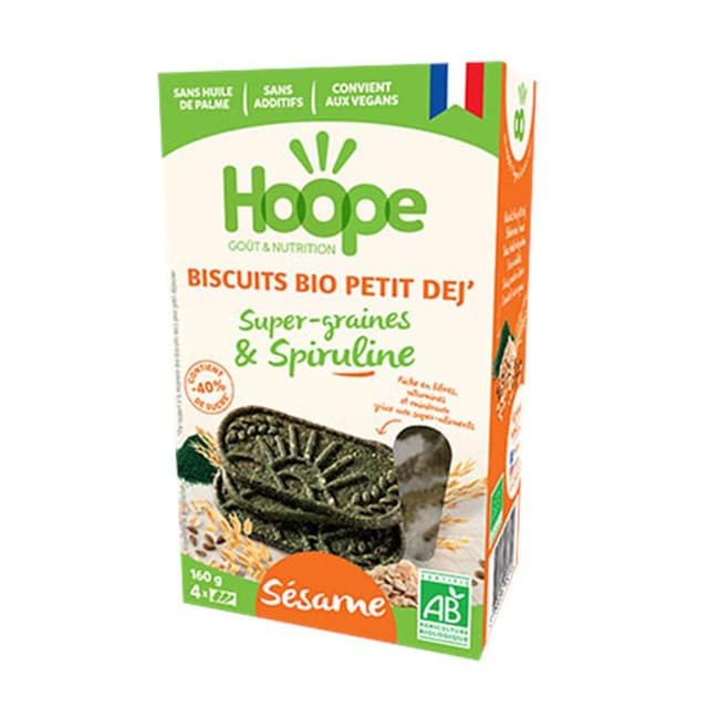3760286460123 - Hoope - Biscuits Pti-Déj Super Graines et Spiruline - Sésame Bio