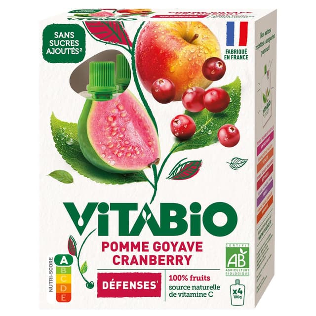 3288131120423 - Vitabio - Gourde Compote Pomme, Goyave et Cranberry Défenses Bio