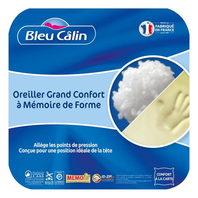 3153633460523 - Bleu calin - Oreiller Mémoire de Forme MEMOFILL