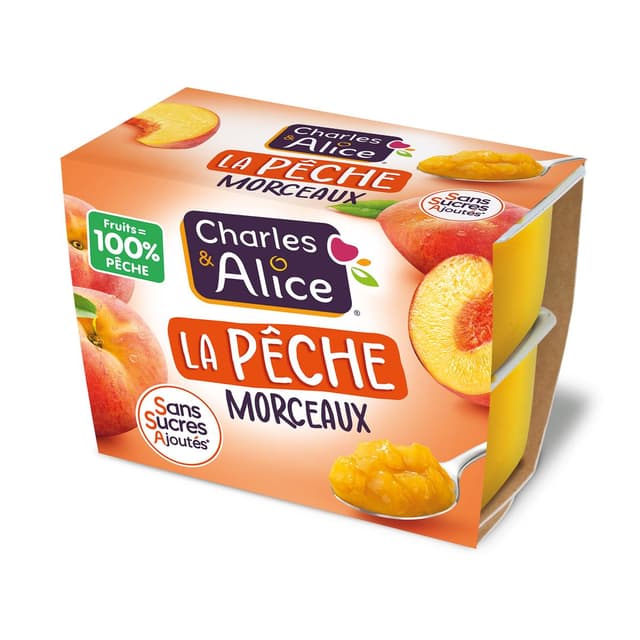 3297760092223 - Charles et Alice - Pêche morceaux sans sucre ajouté