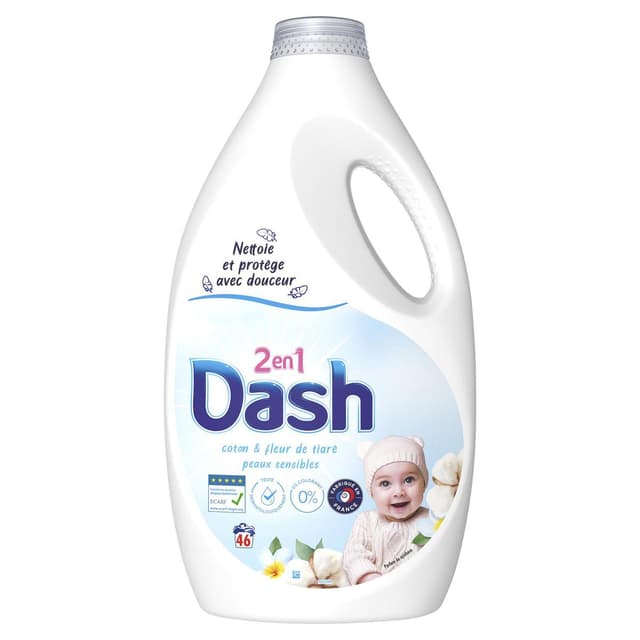 8001090883223 - Dash - Lessive liquide 2en1 Coton & fleur de tiaré 46 lavages