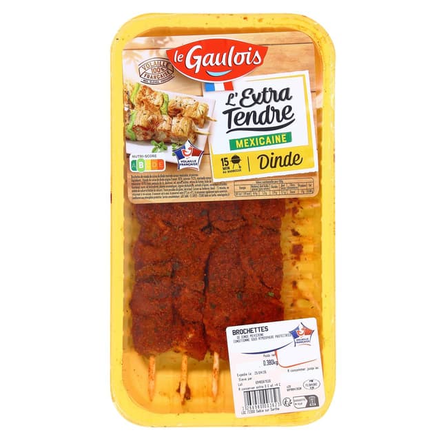 3266980003623 - Le Gaulois - L'extra tendre brochettes de dinde à la Mexicaine