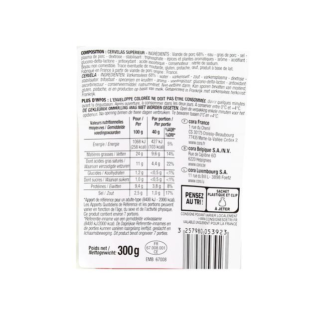 3257980053923 - Cora - Cervelas d'Alsace Biseau 