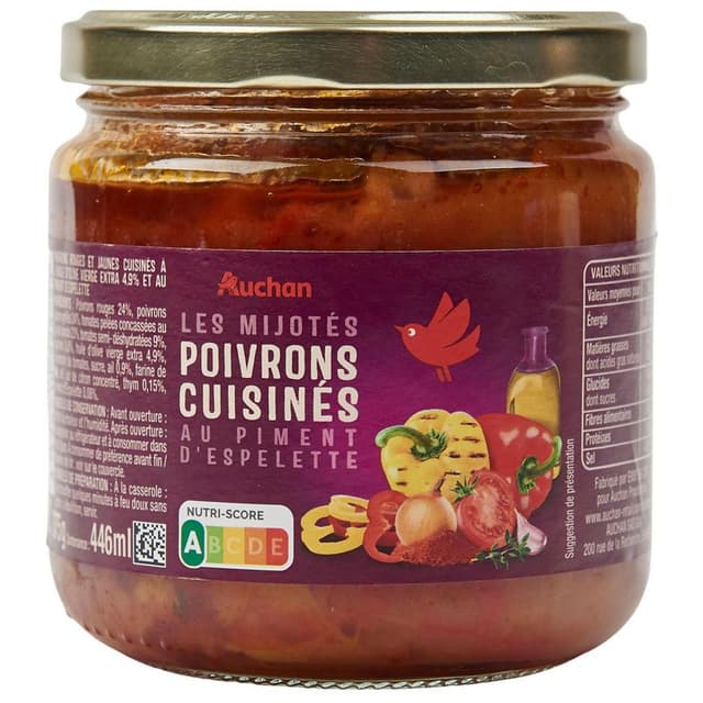 3596710524723 - Auchan - Poivrons cuisinés au piment d'Espelette