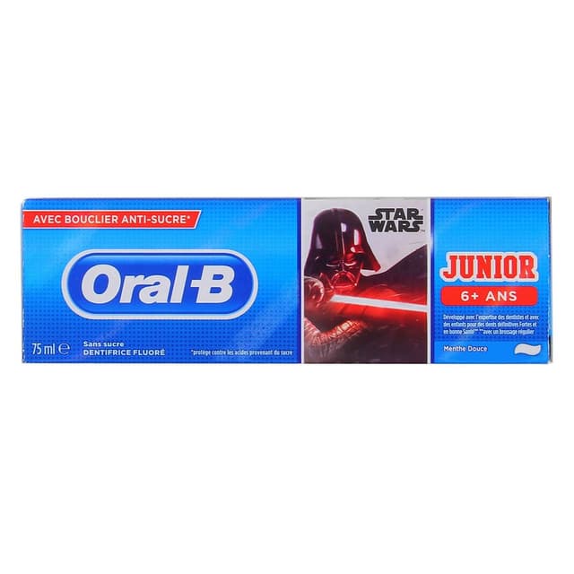 8001090589323 - Oral B - Dentifrice junior menthe douce Star Wars +6 ans