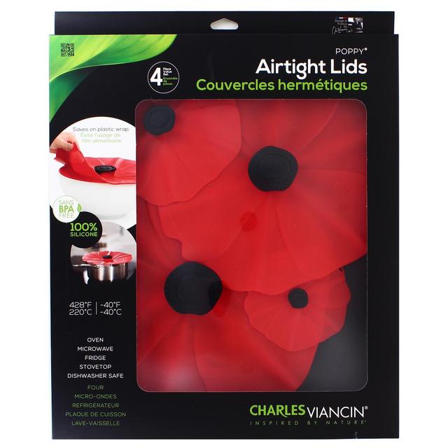 3700527510125 - Charles Viancin - Set de 4 couvercles coquelicot