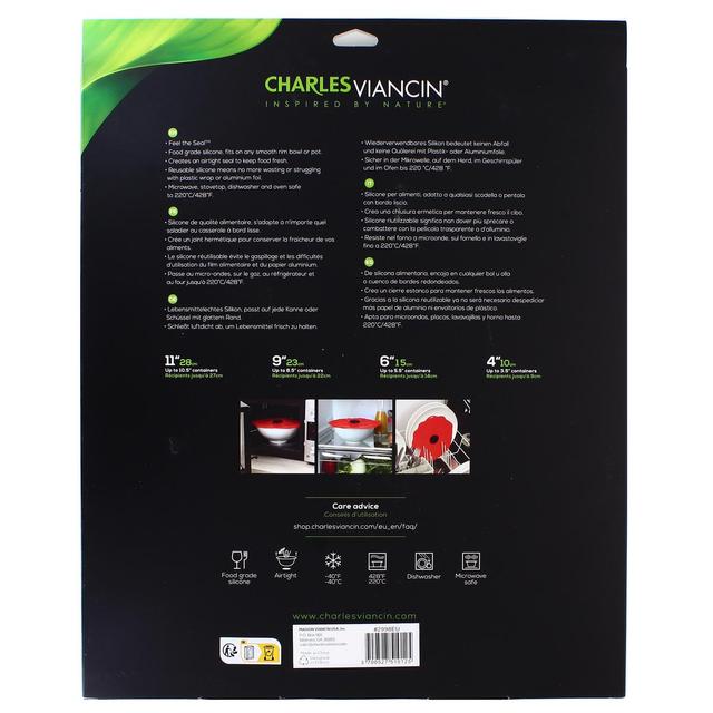 3700527510125 - Charles Viancin - Set de 4 couvercles coquelicot