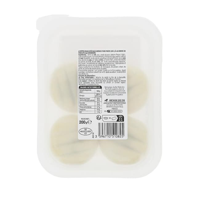 3596710510825 - Auchan - Banh bao au porc et à la coriandre