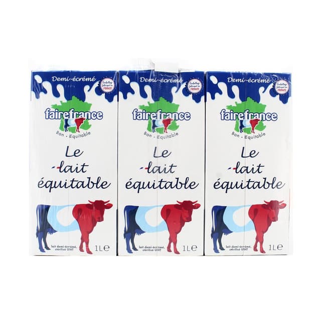3700819800026 - Faire France - Lait équitable demi-écrémé UHT brique