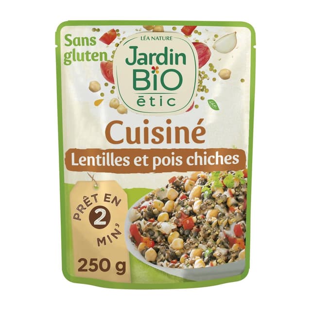 3760020509026 - Jardin Bio Etic - Lentilles et pois chiches cuisinés bio sans gluten 