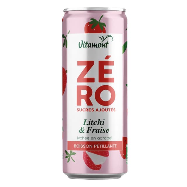 3289196821027 - Vitamont - Zéro - Boisson gazeuse Litchi Fraise bio sans sucres ajoutés