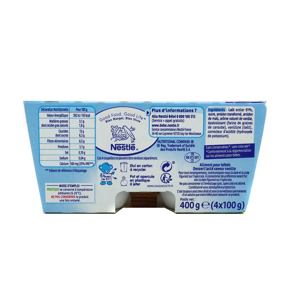 3033710064427 - Nestlé - P'tit Gourmand - Dessert Lacté Vanille Coupelle Bébé Dès 6 mois
