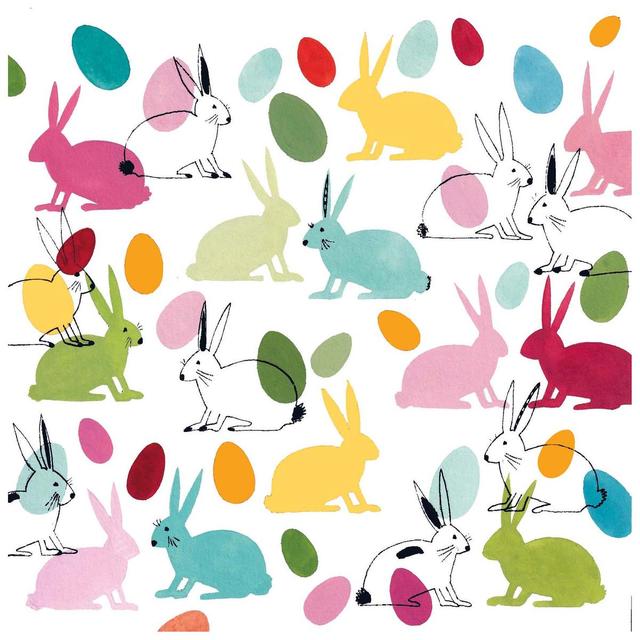 4021766287227 - Paperproducts Design - Serviettes en papier Lapins & Oeufs multicolors