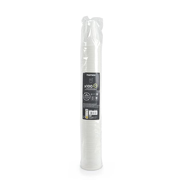 3574380667827 - Homea - Gobelets à eau en PP reutilisable 20 cl Blanc