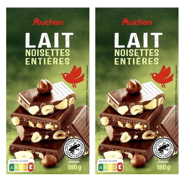 2050000408427 - Auchan - Tablette de chocolat au lait aux noisettes entières