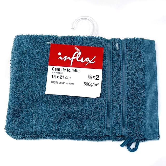 3257987961528 - Influx - Gant de toilette 15x21cm 500g Bleu canard