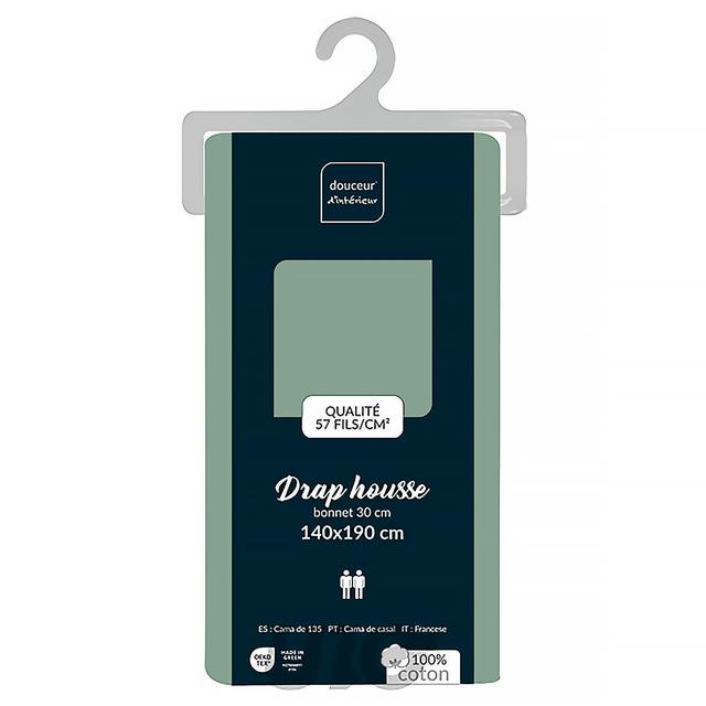 3574386445528 - Douceur D Interieur - Drap housse uni sauge