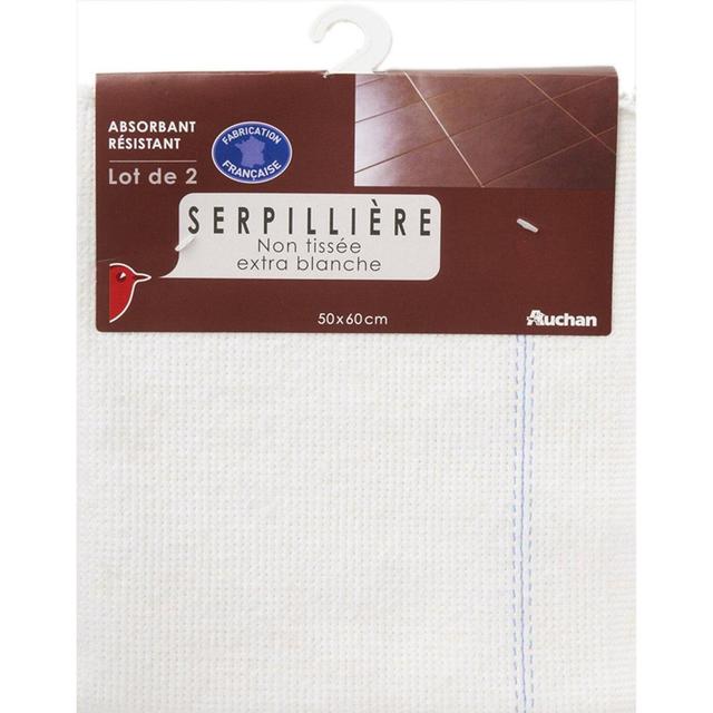 3596710386628 - Auchan - Serpillière non tissée extra blanche 50x60cm