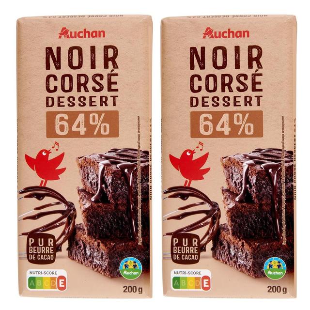 2050000408328 - Auchan - Tablette de chocolat noir pâtissier corsé 64% cacao
