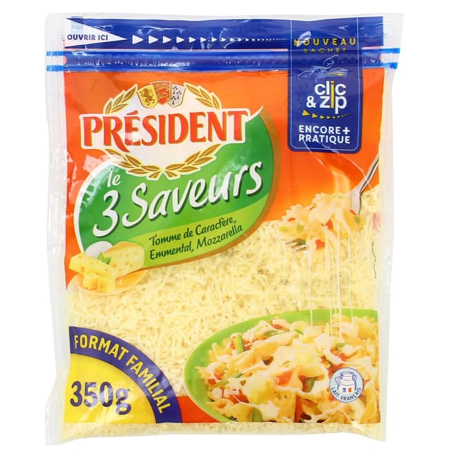 3228023180029 - Président - Fromage Rapé 3 saveurs 