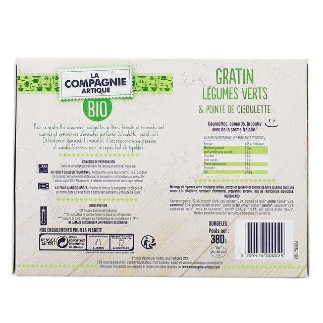 3289476000029 - La Compagnie Artique - Gratin de Légumes Verts Bio et pointe de ciboulette