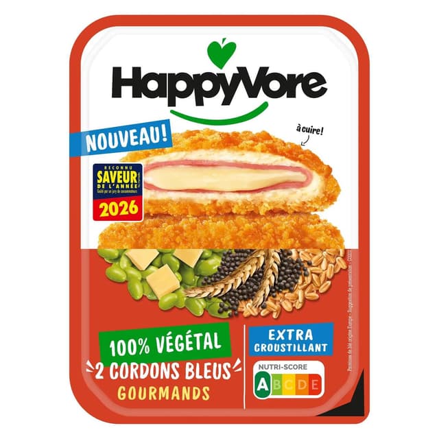 3760324300329 - HappyVore - Cordons bleus végé à base de blé et de pois