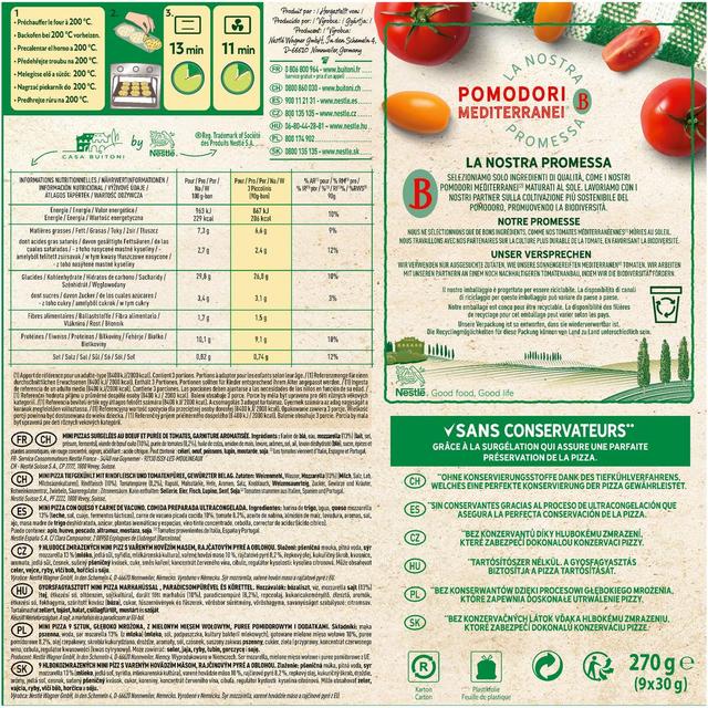 7613033674129 - Buitoni Piccolinis - 9 Mini pizzas bolognaise 9x30g