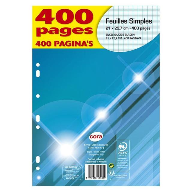 3257980179029 - Cora - Feuilles mobiles A4 21x29,7 cm grands carreaux perforées