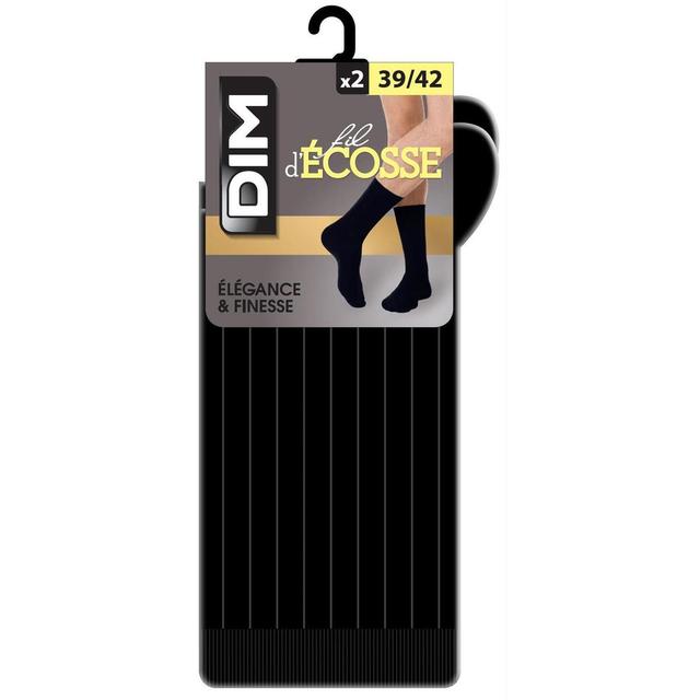 3610860669629 - Dim - 2 paires de mi-chaussettes Fil d'Ecosse Noires