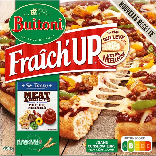 7613038919829 - Buitoni Fraich up - Pizza Meat Addict- Poulet, boeuf, Poivrons, Oignon et sauce barbecue