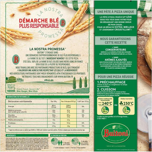 7613038919829 - Buitoni Fraich up - Pizza Meat Addict- Poulet, boeuf, Poivrons, Oignon et sauce barbecue