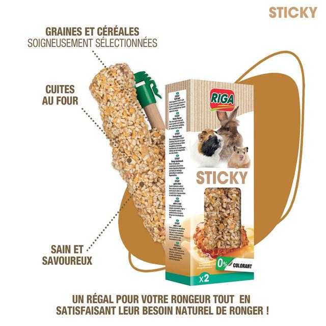 3166780740530 - Riga Sticky - Baguettes au miel pour rongeur 2x47,5g