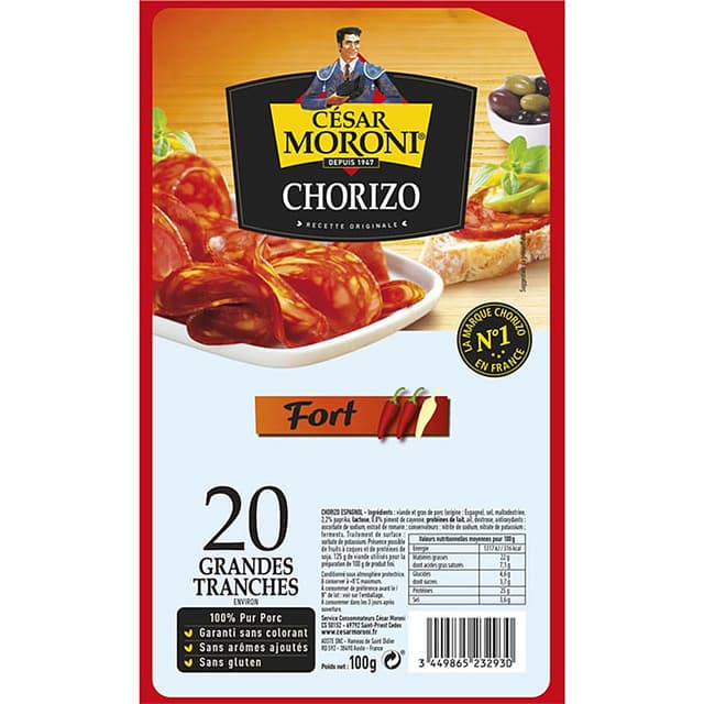 3449865232930 - César MORONI - Chorizo fort en tranche