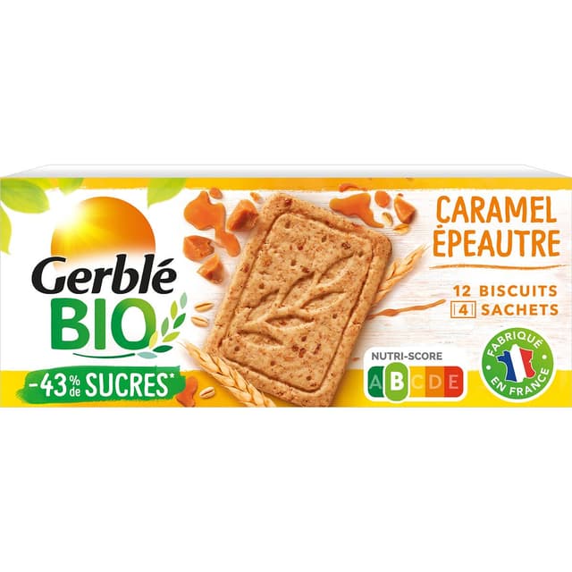 3175681263130 - Gerblé Bio - 12 Sablés Caramel Epeautre Bio -43% de sucres en moins