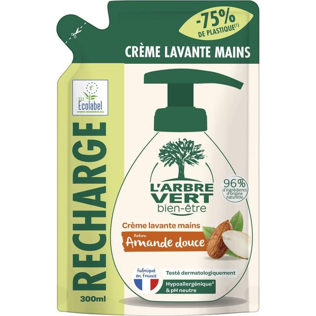 3450601026430 - L'Arbre Vert Bien-Etre - Recharge crème lavante hydratante mains aux extraits d'Amande Douce