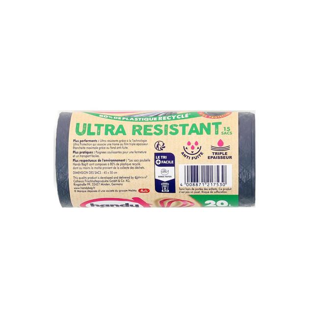 4008871217530 - Handy Bag - Sacs poubelle 20L avec poignées coulissantes ultra protection