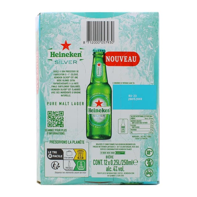 8712000057930 - Heineken - Bière blonde Silver 4°