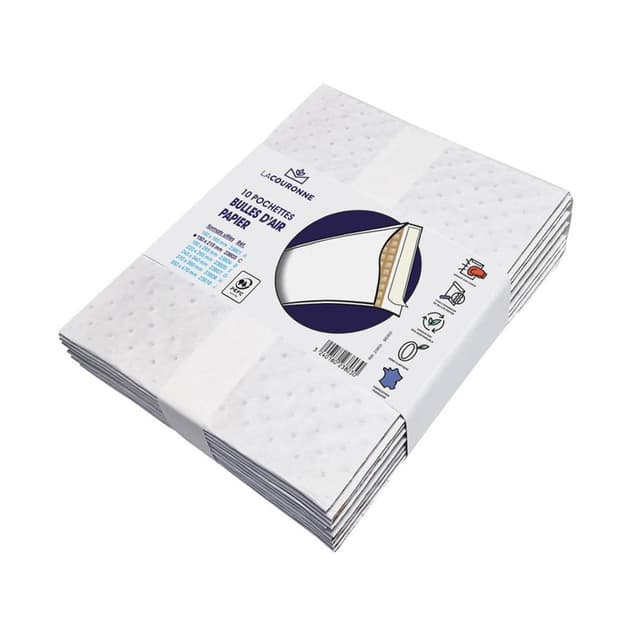 3240180238030 - La couronne - 10 pochettes bulle kraft blanc auto-adhésives