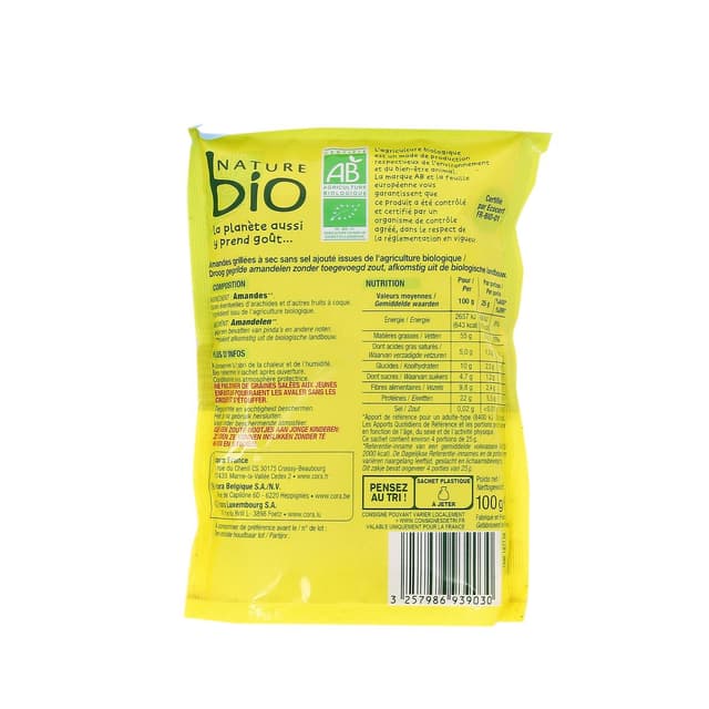 3257986939030 - Nature Bio - Amandes grillées non salée bio