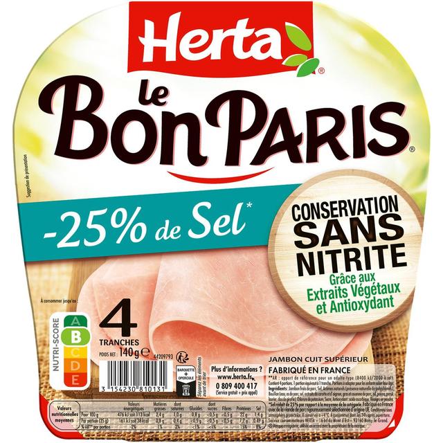 3154230810131 - Herta - Jambon Le Bon Paris Taux de Sel Réduit Conservation Sans Nitrite