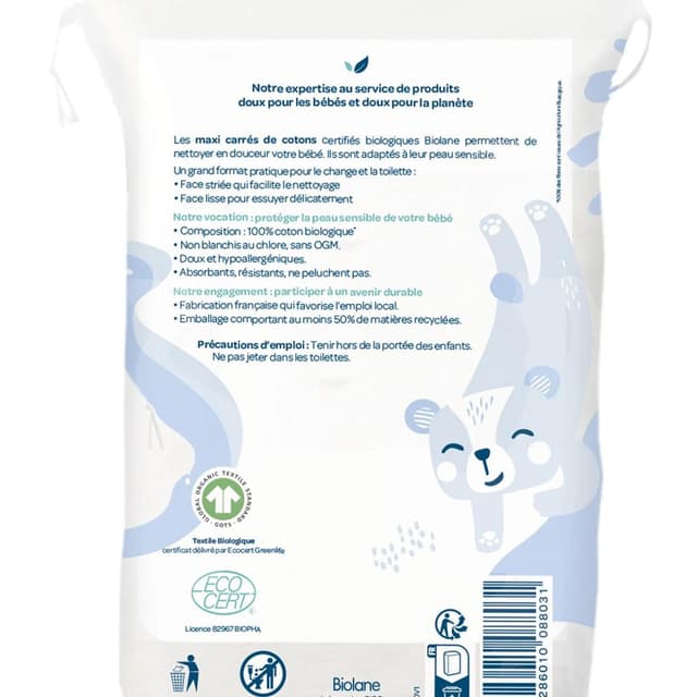 3286010088031 - Biolane - Maxi carre coton