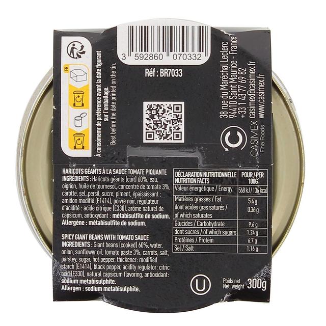 3592860070332 - Baton rouge - Haricots Géants à la Sauce Tomate Piquante