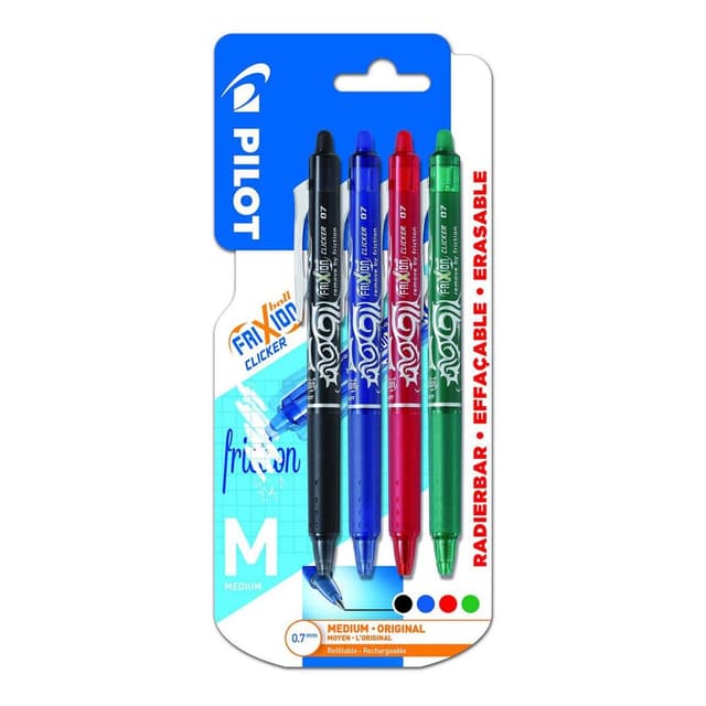 3131910212232 - Pilot - 4 stylos roller frixion ball clicker assortis pointe moyen