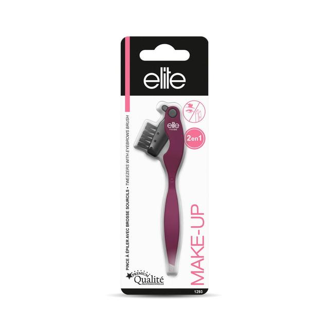 3700206712932 - Elite Models - Pince à épiler 2en1 avec brosse pour sourcils coloris aléatoire