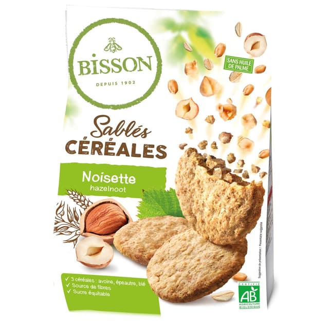 3380380113932 - Bisson - Biscuits sablés à la noisette et céréales bio
