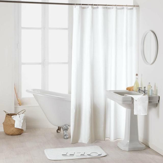3574388006932 - Douceur D Interieur - Rideau de douche Essencia blanc avec anneaux