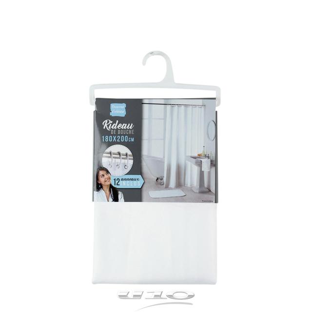 3574388006932 - Douceur D Interieur - Rideau de douche Essencia blanc avec anneaux